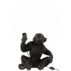Lámpara de mono para colocar en resina negra de 32x28x33 cm