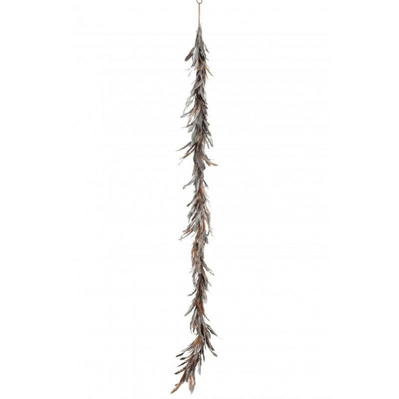 Guirlande décorative en plumes argent 30x30x145 cm
