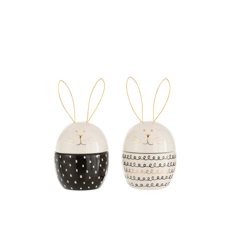 Lot de 2 pots lapin à provision en céramique blanche 10x10x19cm Lot de 2 pots lapin à provision en céramique blanche 10x10x19cm