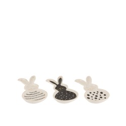 Set de 3 Plats en forme de lapin en céramique blanc - or 19.5x10.5x1.8 cm