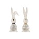 Set de 2 lapins en céramique blanc et or 12.5x11x36 cm Set de 2 lapins en céramique blanc et or 12.5x11x36 cm