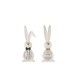 Conjunto de 2 conejos de cerámica blanco y dorado de 9x8x28 cm