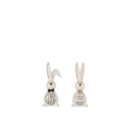 Set de 2 Set de 2 lapins en céramique blanc - or 20x8x8 cm