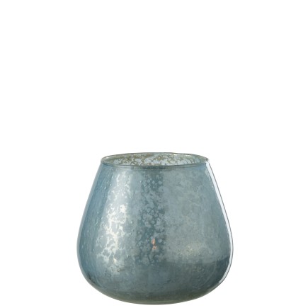 Photophore en verre bleu clair