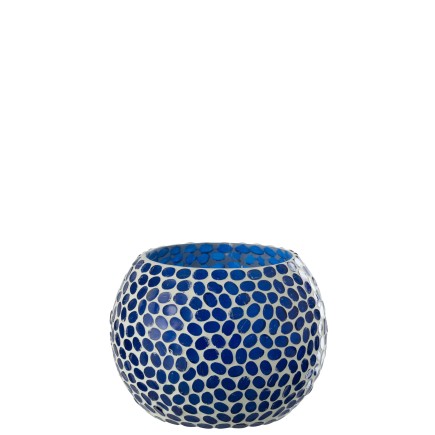 PHOTOPHORE BOULE EN VERRE BLEU LARGE