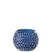 Photophore boule en verre blanc et bleu