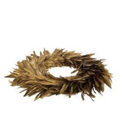 Couronne décorative en plumes doré 55x55x8 cm