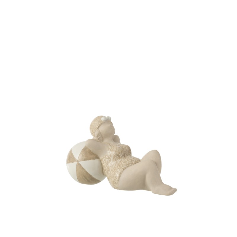 Bañista de cerámica beige de 23x10x13 cm
