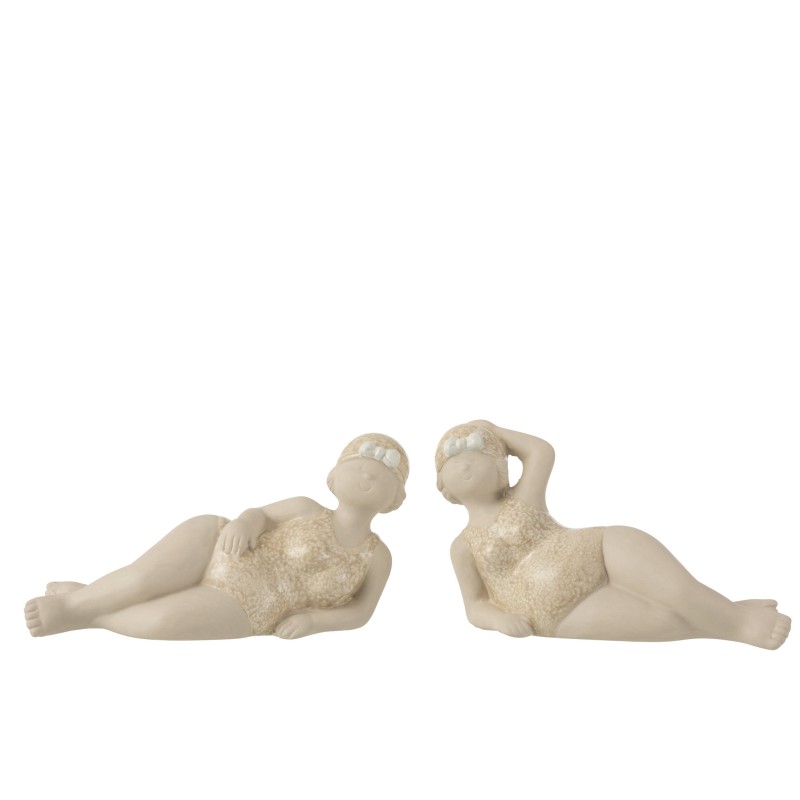 Set de 2 baigneuses en céramique beige 44x8.5x12 cm Set de 2 baigneuses en céramique beige 44x8.5x12 cm