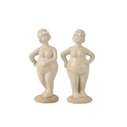 Conjunto de 2 bañistas de cerámica beige de 22x8.5x25 cm