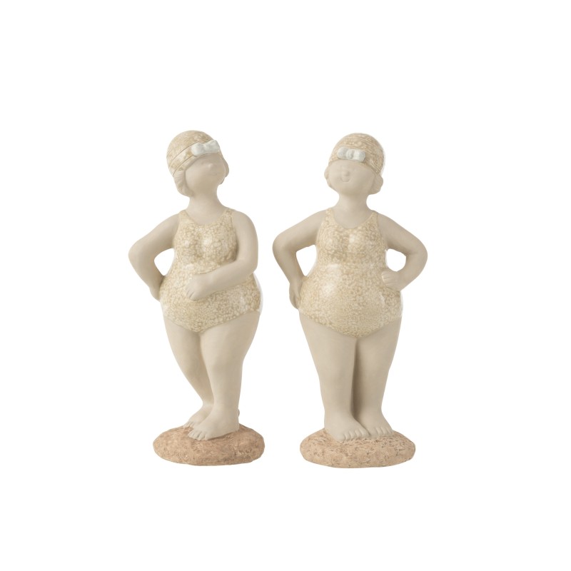Set de 2 baigneuses en céramique beige 22x8.5x25 cm Set de 2 baigneuses en céramique beige 22x8.5x25 cm