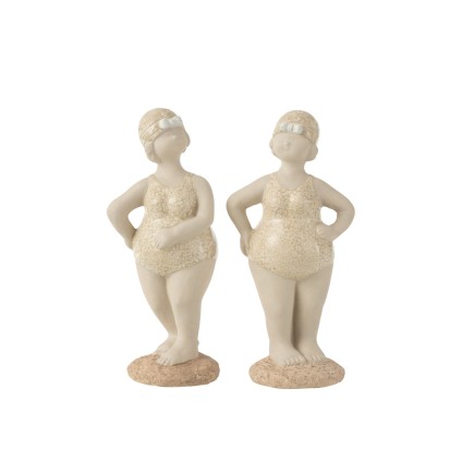 Conjunto de 2 bañistas de cerámica beige de 22x8.5x25 cm