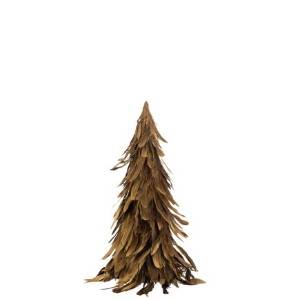 Árbol de Navidad de plumas doradas 18x18x41 cm