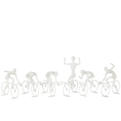 Conjunto de 6 ciclistas de resina blanco 21x12.5x27.5 cm