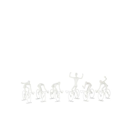 Conjunto de 6 ciclistas de resina blanco 12x6x14 cm