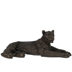 Leona acostada en polirresina bronce 79x38.5x29 cm.