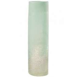 Vase cylindrique en verre azur 13x13x41 cm