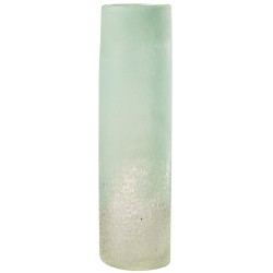 Vase cylindrique en verre azur 13x13x41 cm
