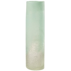 Vase cylindrique en verre azur 13x13x41 cm