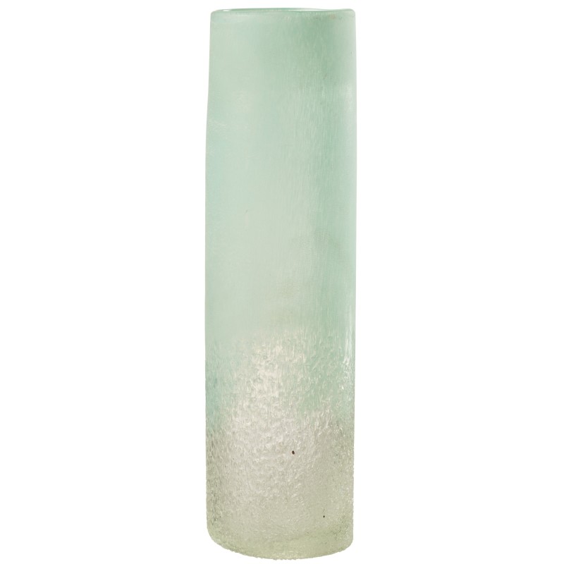 Vase cylindrique en verre azur 13x13x41 cm