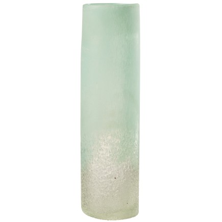 Vase cylindrique en verre azur 13x13x41 cm