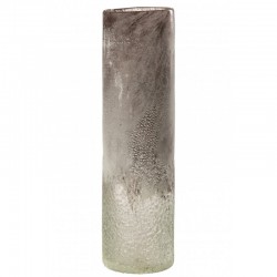 Vase cylindrique en verre gris 13x13x41 cm