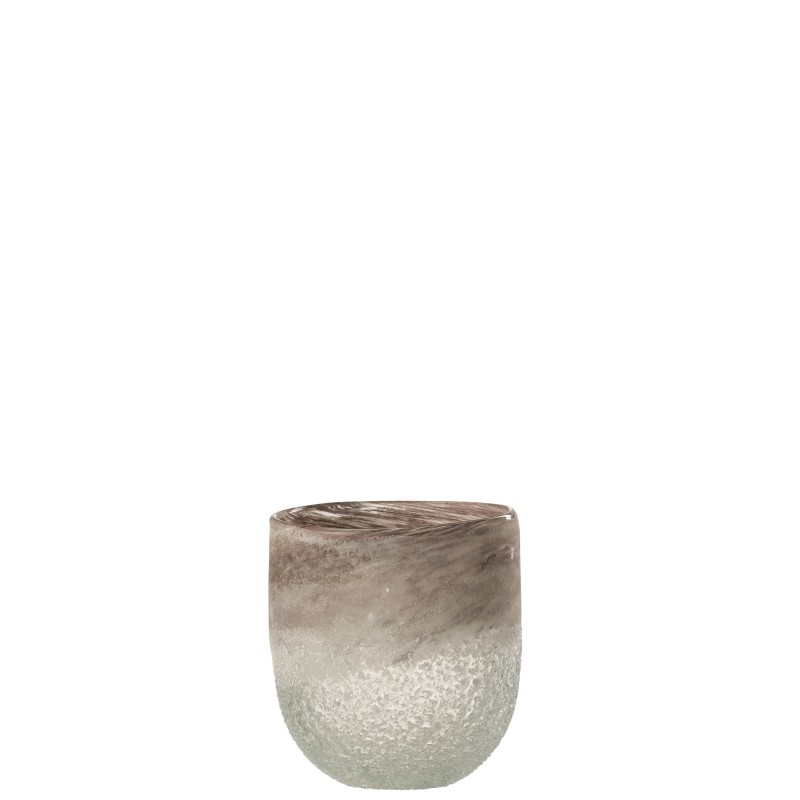 Portavelas de vidrio gris 12.5x12.5x15 cm