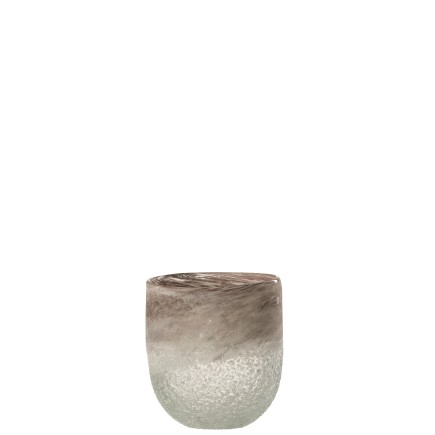 Portavelas de vidrio gris 12.5x12.5x15 cm