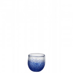 Photophore en verre bleu 11x11x9.5 cm