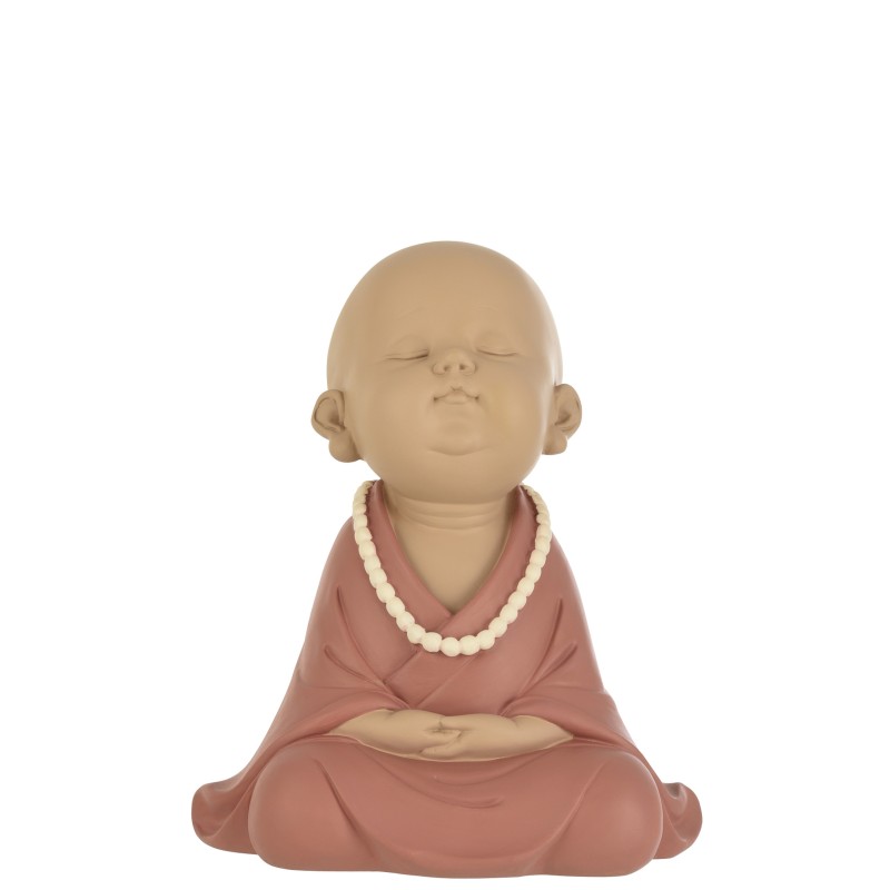 Monje zen de resina Burdeos 20x15x23 cm