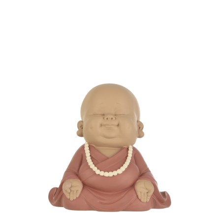 Monje zen de resina Burdeos 20x14x19 cm