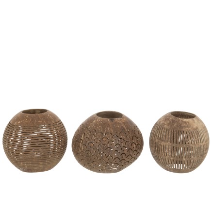 Set de 2 photophores en bois Marron 42x14x11cm