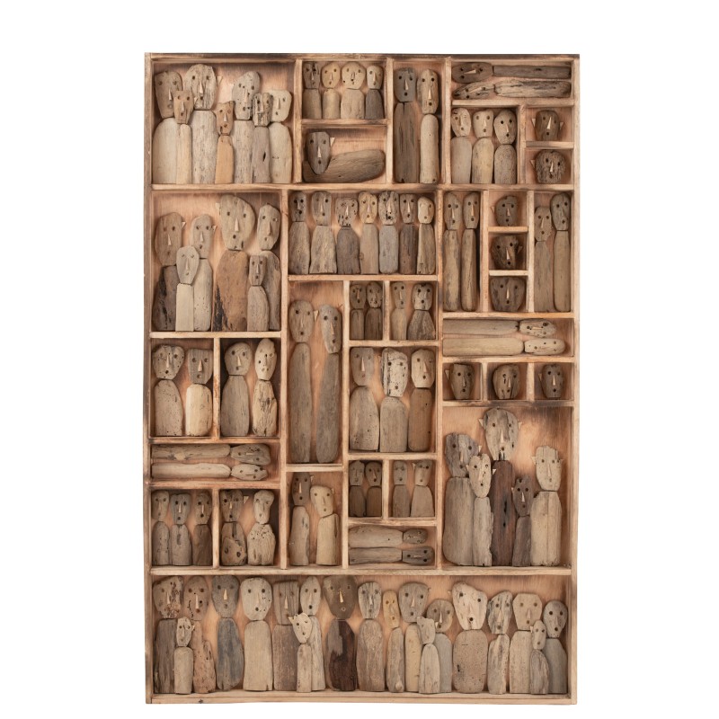 Decoración mural de madera reciclada natural 150x100x5.5 cm