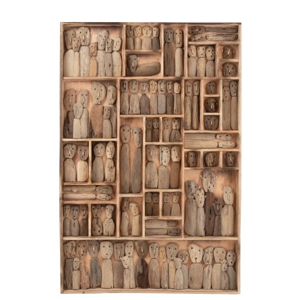 Decoración mural de madera reciclada natural 150x100x5.5 cm