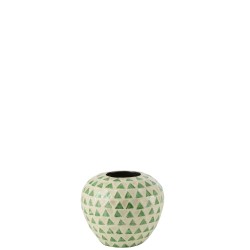 Jarrón de madera verde en forma de bola de 26x26x22 cm