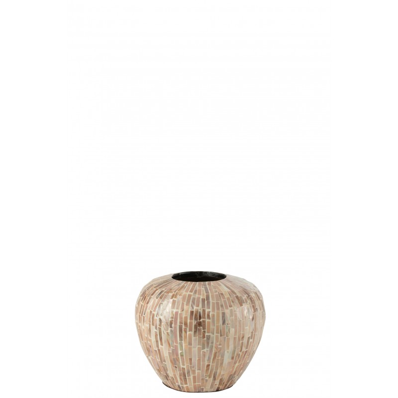 Vase boule en bois beige 25x25x21 cm