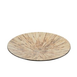 Plateau rond en céramique beige 45x45x6.5 cm