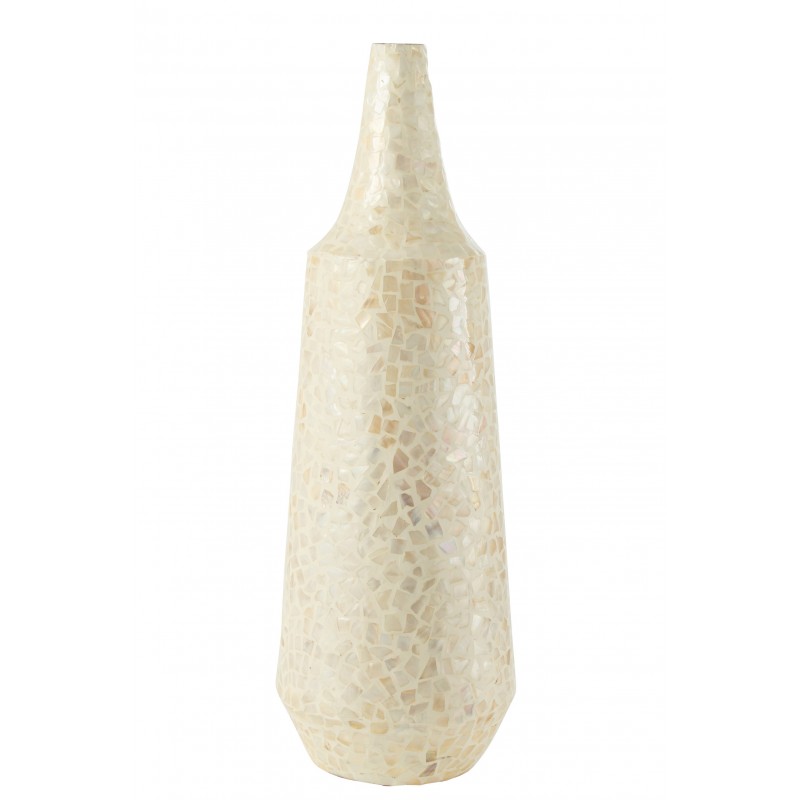Vase bouteille mosaïque en papier crème 24x24x72 cm