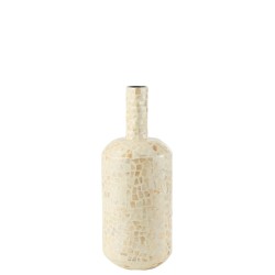 Vase bouteille mosaïque en papier crème 20x20x52 cm