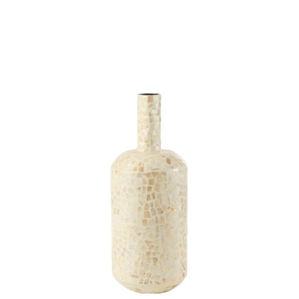 Vase bouteille mosaïque en papier crème 20x20x52 cm