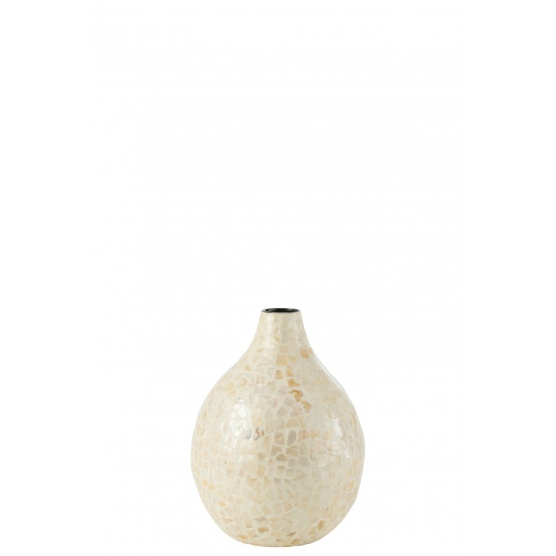 Vase goutte en bois crème 25x25x32.5 cm