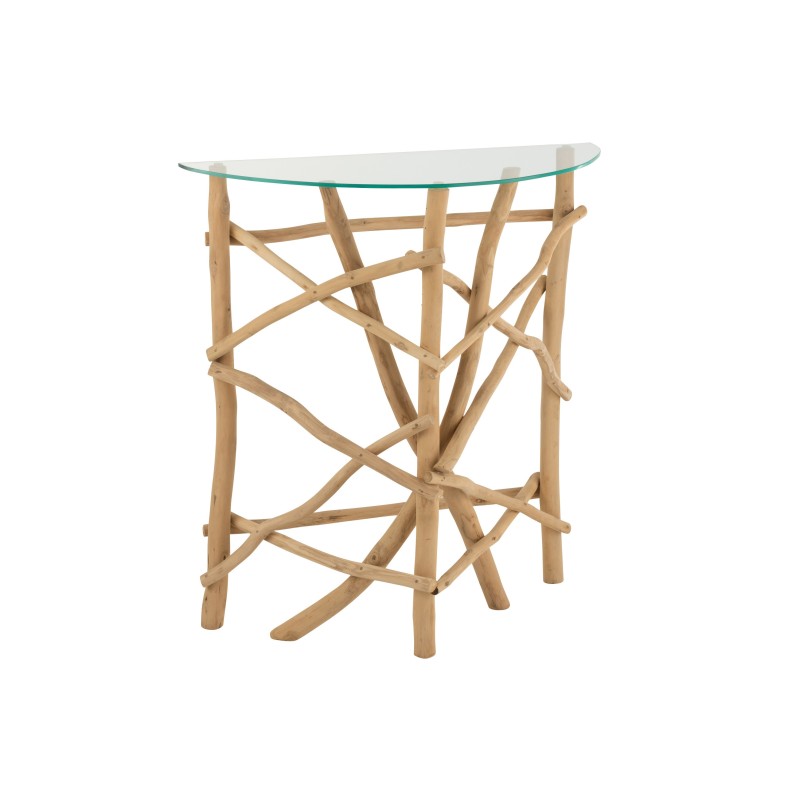 Table avec branches pour pied en bois naturel 90x35x95 cm