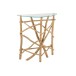 TABLE A DINER RONDE BRANCHE TECK NATUREL/VERRE