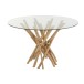 Table d'appoint plateau en verre et pied bois 120x120x 75 cm Table d'appoint plateau en verre et pied bois 120x120x 75 cm