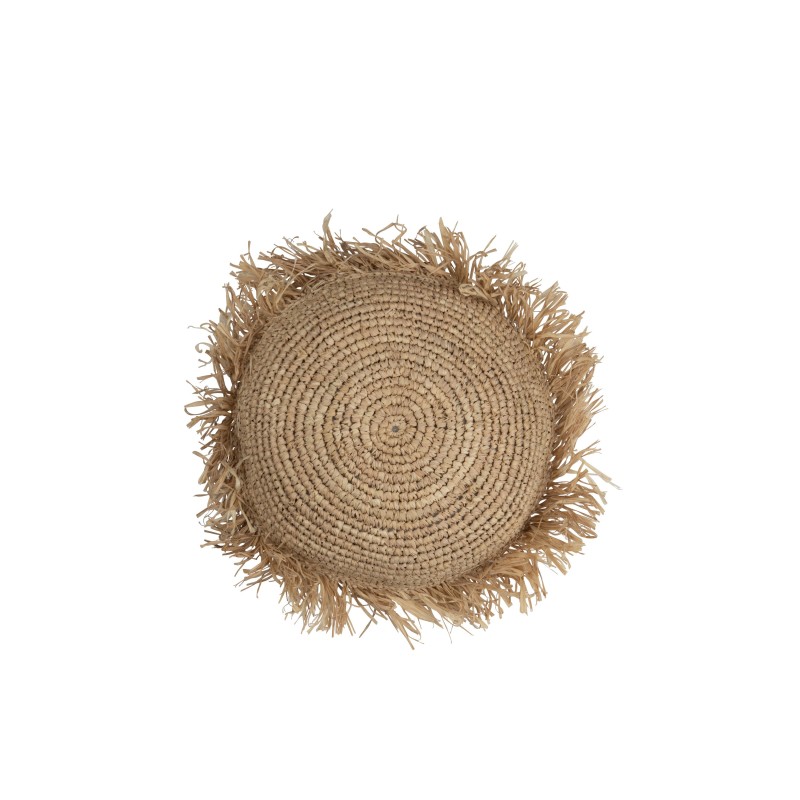 Coussin rond en raphia naturel 40x40m - Coussin d'extérieur