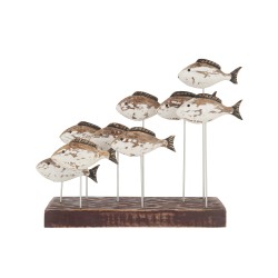 Banco de peces sobre base de madera marrón de 52x13x40 cm