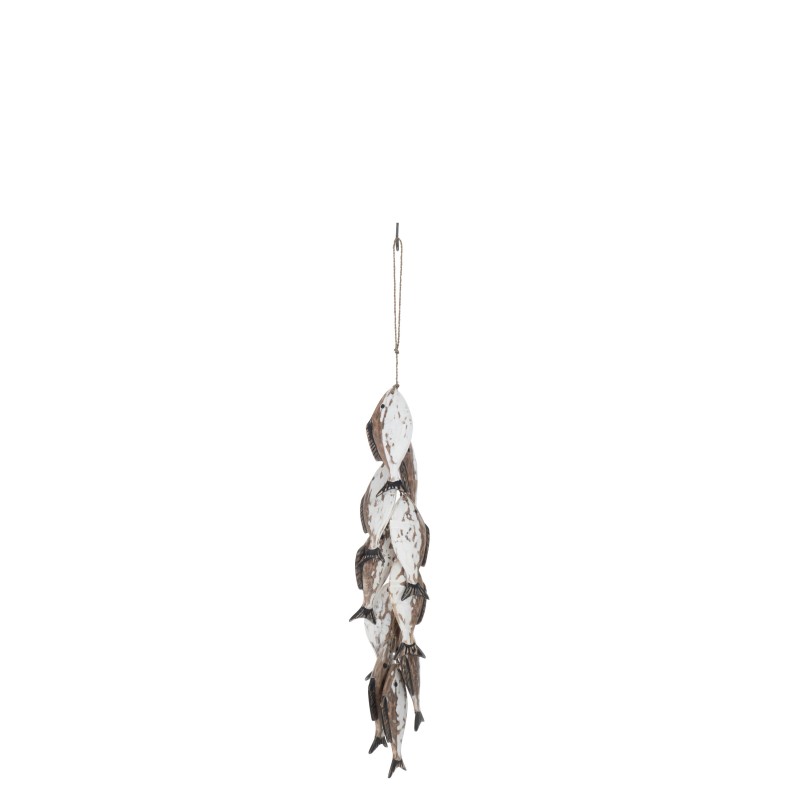 Suspension poissons en bois marron 16x16x77 cm