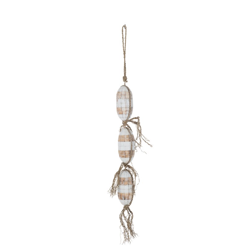 Suspensão de bóias de madeira branca 18x18x116 cm Suspensão de bóias de madeira branca 18x18x116 cm