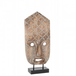 Máscara en base de madera natural de 24.5x12.5x58.5 cm