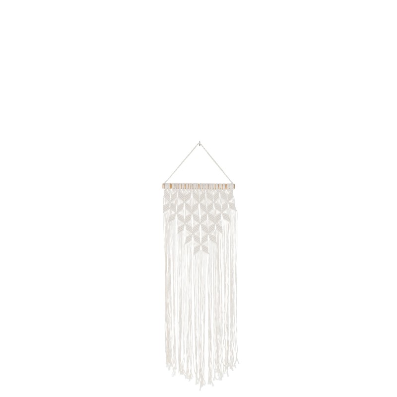 Suspensión de macramé en textil blanco de 41x2.5x107 cm